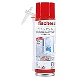 fischer Schnell-Montageschaum PU S 500, Bauschaum für Verfüllung, Dämmung & Isolierung, PU-Schaum inkl. Adapter für sofortigen Einsatz, 500 ml