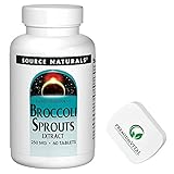 PremiumVital Source Naturals Brokkolisprossen-Extrakt, 250mg, mit Sulforaphan, 250 vegane Tabletten, mit praktischer Pillendose, Laborgeprüft, Glutenfrei, Sojafrei, Gentechnikfrei