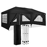 cobizi 3x6M Outdoor Faltpavillon, Pavillon Passerdichte Faltzelt, Tragbarer Schatten Sofort Pavillon mit 6 Seitenwänden für Party im Freien, Hochzeit, kommerzielle Veranstaltung, Schwarz, 18