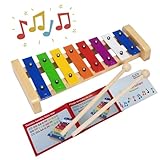 Xylophon Holz Musik Glockenspiel Musikinstrument für Kinder Mädchen Jungen mit 2 Schlägel Buntes Xylophon- 3811