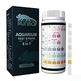 RUNBO 6 in 1 Aquarium-Teststreifen, 150 Stück, Aquarium-Test-Set für Süßwasser, Fischteich, genaue Prüfung der Gesamthärte, Karbonat-Nitrat, Nitrit, Cl2, pH