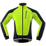 GITVIENAR Herren Fahrradjacke, Winddichte Wasserdichte Radjacke mit Fleece, Warme Reflektierende Fahrradbekleidung für Winter, Thermo Langarm Jacke zum Radfahren Joggen Wandern (Grün, XL)