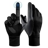 Handschuhe Herren Damen Sporthandschuhe Thermo Touchscreen Fahrrad Männer Fahrradhandschuhe Unterziehhandschuhe Winter(Schwarz-Grau X-groß)