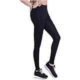 Dreamskull Leggings Jeggings Treggings Bleistifthose Stretchhose Damen Mädchen Hose Lang High Waist Skinny Slim Fit Schwarz Yoga Joggingshose Stretch Workout Fitness Schwarz L