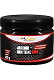 MySupps- L-Arginin + L-Ornithine, hochdosierter Aminosäuren Komplex, 3400mg L-Arginin & 1400mg L-Ornithine HCL pro Portion, Pre Workout Boost, für Sportler und Athleten, Made in Germany- 250g Pulver