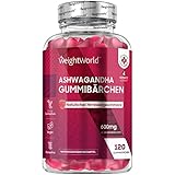 Ashwagandha 600mg - 120 Gummibärchen für 4 Monate - Ohne Gelatine, Vegan & Glutenfrei - Himbeergeschmack - Ashwagandha Wurzel Extrakt (Withania Somnifera) - Natürliche Inhaltsstoffe - WeightWorld