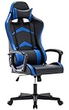 Intimate WM Heart Gaming Stuhl,Bürostuhl mit verstellbarem Kopfkissen und Lendenkissen, Ergonomischer Schreibtischstuhl, Racingstuhl Mir hoher Rückenlehne Blau, 49*52*130 cm