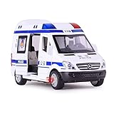 Totition Simulation Miniatur Auto Modell Kinderspielzeug 1/32 Für Legierung Krankenwagen Polizeiautos Diecasts Spielzeugfahrzeuge Modell Feuerwehrauto Pull Back Sound (Color : White Police car)