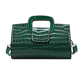 Milya Damen Leder Vintage Handtasche Clutch Henkeltasche Abendtasche Umhängetasche Ledertasche Schultertasche mit Schulteriemen,Lackleder Grün,Einheitsgröße