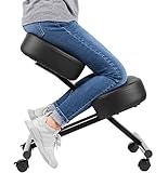 DRAGONN ergonomischer Kniestuhl von VIVO, Verstellbarer Hocker für Heim und Büro – Verbessern Sie Ihre Haltung mit Einer angewinkelten Sitzposition – Dicke und komfortable Kissen, Schwarz, DN-CH-K01B