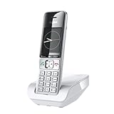 Gigaset Family - Schnurloses DECT-Telefon - Elegantes Design mit top Audioqualität auch beim Freisprechen - Anrufschutz - Adressbuch mit 200 Kontakten, weiß