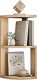 ANUGU Holz-Wand-Eck-Bücherregal, Schreibtisch-Eckregal, Ecklagerregal, Stand-Bücherregal für Zuhause, Büro, Küche, naturfarbenes Bücherregal/Bücherregale (2)