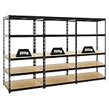 Mega Deal 3X Schwerlastregal Tiger Schwarz 180x90x60 cm mit Fachlast 265kg von Proregal Garagenregal Kellerregal Werkstattregal Lagerregal Steckregal