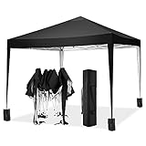 TOOLUCK 3x3m Pavillon Faltpavillon Wasserdicht Popup Pavillon Gartenpavillon Bierzelt Wasserdicht mit 4 Sandsack, Schwarz