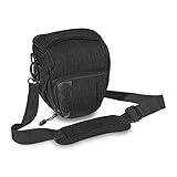 Pedea Kameratasche Fashion Schwarz 17 x 20 x 13cm (BxHxT) - Fototasche für Spiegelreflexkameras – Kameratasche klein - Kamera Umhängetasche - Camera Bag für Systemkamera