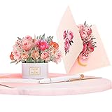 PopLife Luxe Flower Box 3D Pop Up Valentinstag – Blanko-Karte, Jahrestag, Muttertagskarte, Hochzeit oder Geburtstagsparty Einladung – für Ehefrau, Mutter, Schwester, Oma, Tochter und Freundin