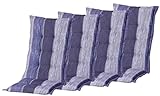 BURI 4X Auflage Denim Stripe Niedriglehner 105x50cm blau Stuhlauflage Polsterauflage