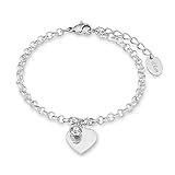 s.Oliver Armband Edelstahl Damen Armschmuck, mit Kristall, 17+3 cm, Silber, Herz, Kommt in Schmuck Geschenk Box, 9023998