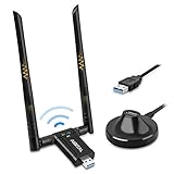 WLAN Adapter 1200Mbit/s, WLAN USB Stick DualBand 867Mbit/s (5GHz), 433Mbit/s (2,4GHz) WLAN Empfänger mit 2*5dBi Antenne und USB 3.0-Dockingstation mit 65cm kable für PC Desktop Laptop Windows/Mac OS