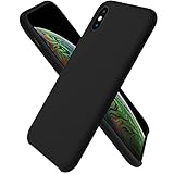 ORNARTO kompatibel mit iPhone XS/X Silikon Case, iPhone XS Hülle Ultra Dünne Flüssig Silikon Handyhülle Schutz für iPhone XS/X(2018) 5,8 Zoll -Mitternachts Schwarz