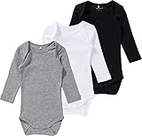 NAME IT Unisex Baby NBNBODY 3P LS 2 NOOS Strampler, Mehrfarbig (Schwarz Black), 98 (3er Pack)