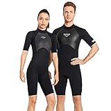 NIVOK Shorty Neoprenanzug für Männer Frauen Kurzarm Shorts Rückenreißverschluss Surfanzug Badeanzug 2MM Tauchanzug zum Schnorcheln Schwimmen,XL,Frauen