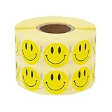 Prolac Smiley Aufkleber 2000 Stück auf praktischer Rolle, im Format 25 x 25 cm, Sticker Smileys für Party Dekoration, Selbstklebende Emoji Sticker, Teacher Stickers