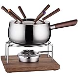 MÄSER 931895 Fondue Set für 6 Personen in modern-rustikalem Design, ideal für Fleischfondue, 10-teiliges Fondueset inklusive Fonduegabeln und Fonduebrenner, Edelstahl, 1.9 liters