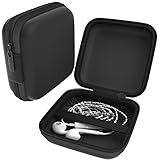 EAZY CASE Universal Tasche für In-Ear Kopfhörer mit Netzfach - Hardcase Aufbewahrungsbox, Schutztasche mit umlaufenden Reißverschluss, extra klein, eckig, Schwarz