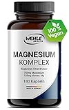 Magnesium Komplex 375mg elementares Magnesium je Tagesdosis. Magnesiumbisglycinat Magnesiumcitrat Magnesiummalat, hochdosiert, vegan (180 Kapseln)