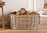 Aufbewahrungskorb 'Holz-Depot' aus Weide im Shabby Look, Feuerholzkorb, Brennholzkorb