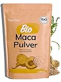 VEGAN FLOW® Bio Maca Pulver 500g, enthält 19 Aminosäuren, reines Pulver aus Peru, glutenfrei