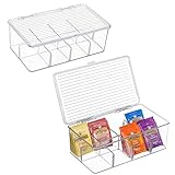 2er Pack Aufbewahrungsbox für Teebeutel, Stapelbare Teebeutelbox mit 8 Fächern, BPA-frei, Transparente Teebeutelbox aus Kunststoff, Kann in Küche, Speisekammer, Büro Verwendet Werden (Transparent)