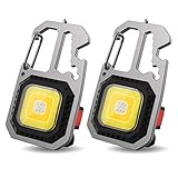 T-SUN Tragbare Mini LED Arbeitsleuchte Schlüsselanhänger Taschenlampe 7 Modi 800 Lumen Wiederaufladbare Inspektionsleuchten mit Flaschenöffner Magnetfuß für Camping Reparatur Notbeleuchtung (2 PCS)