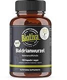 Biotiva Baldrian Bio Kapseln 150 Stück - Baldrianwurzel gemahlen - 700mg pro Kapsel - Abgefüllt und kontrolliert in Deutschland - Vegan