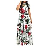 Mosstars Retro Weihnachtskleider Damen Lange Ärmel Lose Maxikleid Damenkleid Elegant Partykleid Ballkleider  Kleider  Weihnachtsbaum Blumenmuster Hochwertiges Farbblock Mit Batik Weihnachtskleider