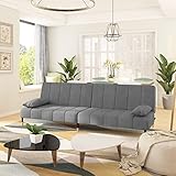 Mogou Schlafsofa 2-Sitzer, Schlafsofa, Schlafcouch, Couch Mit Schlaffunktion, Sofa Bed, Sofas & Couches, Bettsofa, Hellgrau Samt