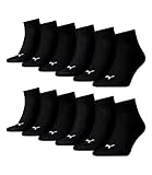 PUMA 12 Paar Unisex Quarter Socken Sneaker Gr. 35 - 49 für Damen Herren Füßlinge, Farbe:200 - black, Socken & Strümpfe:39-42