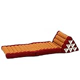 2-Fach gefaltetes Thaikissen Faltbarer Meditationsbodensitz 2 in 1 Set Meditationskissen und Kissen Thaimatte Dreieckskissen zum Fernsehen und Lesen (Color : Red, Size : 52x43x43cm)