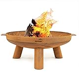 MaxxGarden - Feuerschale für den Garten (Ø100cm) - Feuerschalen XXL mit Grillrost für Outdoor - Feuerstelle Garten für Holzkohle - Feuerschale mit Rost als Terrassenkamin aus Edelstahl