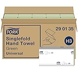 Tork grüne Zickzack Papierhandtücher Universal 290135 - H3 Falthandtücher für Papierhandtuchspender - 1-lagig, grün - 20 x 200 Tücher