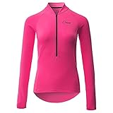 CATENA Radtrikot Damen Langarm Fahrradtrikot Moutainbike Tops Fahrradshirt Bikeshirts MTB Rennrad Radsport Bekleidung Atmungsaktiv Schnell Trocknend Einfarbig Cycling Jersey für Frauen, Rot, M