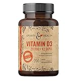 Vitamin D3 K2 Tabletten -200 Tabletten - Vitamin D Hochdosiert 20000 IE + 200µg Vitamin K2-Mk7 - D3 K2 Depot - Premium Qualität - Vegetarisch - Laborgeprüft - Vitamin D3 K2 Hochdosiert