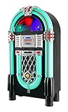 Beatfoxx GoldenAge XXL-Jukebox mit Plattenspieler, CD-Player, UKW-Radio, Bluetooth - Retro Musikbox mit LED-Beleuchtung und Holz-Gehäuse - USB/SD-Slot, AUX-Eingang, MP3-Player und Handy-Ablage