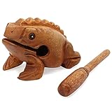 Aussel Guiro Croaking Hölzerner Frosch mit Schlägel, Musikinstrument Sound Block, Fairer Handel Percussion Instrument (12.7CM)