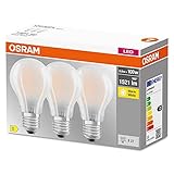 OSRAM LED BASE Classic A100, matte Filament LED-Lampen aus Glas für E27 Sockel, Birnenform, Warmweiß (2700K), 1521 Lumen, Ersatz für herkömmliche 100W-Glühbirnen, 3er-Box