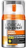 L'Oréal Men Expert Gesichtspflege mit LSF 15, Feuchtigkeitscreme mit Sonnenschutz, Mit Guarana und Vitamin C, Hydra Energy Feuchtigkeitspflege 24H Anti-Müdigkeit, 1 x 50 ml