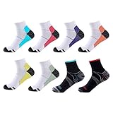 Meowoo Running Kompressionssocken 8 Paare Wandersocken Laufsocken Compression Socks Trekkingsocken für Herren Damen, Geeignet für Fußgröße 34-46 (L/XL)