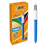 BIC Kugelschreiber Set 4 Colours, Original, 12er Pack, Ideal für das Büro, das Home Office oder die Schule