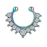 Nasenring Ring Gefälschte Septum Nasenringe Hoop Edelstahl Faux Lip Ohr Nase Septum Ring Non Piercing Clip On Nose Hoop Ringe Body Piercing Schmuck Nasenpiercing Ring Silber 925 (Multicolor, One Size)